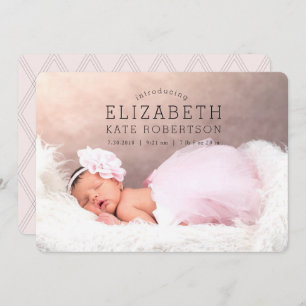 Baby Girl Birth Announcement Pink Foto Card Einladung