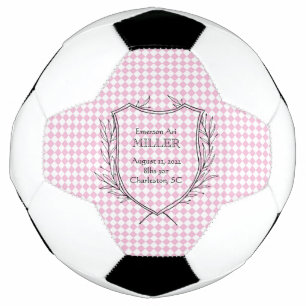 Baby Girl Birth Announcement Sports Pink White Fußball
