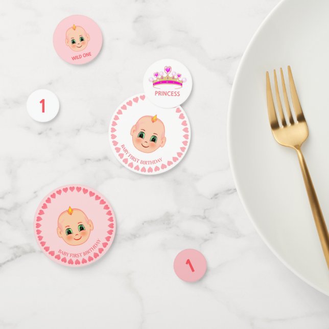 Baby Girl Birthday auf Rosa & Weiß Konfetti (Gruppe)