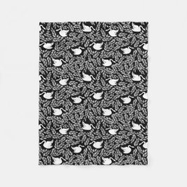 Baby Girl Black and White Swan Muster Fleecedecke