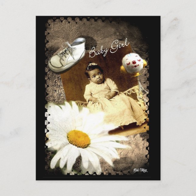 Baby Girl Blak Vintage Postkarte (Vorderseite)