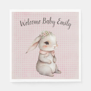 Baby Girl Boho Bunny on Gingham Serviette