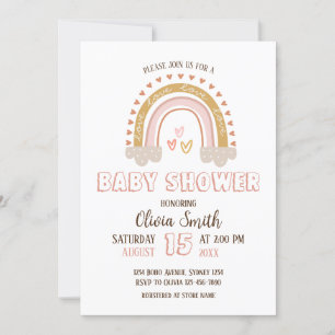 Baby Girl Boho Rainbow Baby Shower Einladung