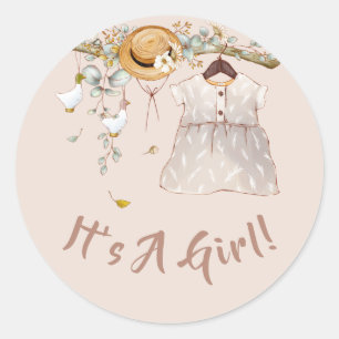 Baby Girl Boho Rustikales Landwald Runder Aufkleber