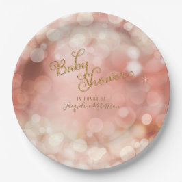 Baby Girl Bokeh Sparkle Twinkle Lights Pastel Pink Pappteller