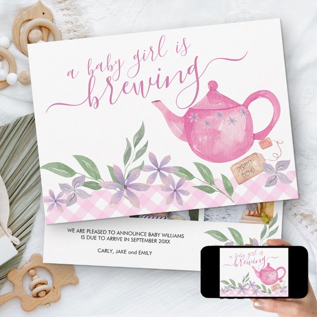 Baby Girl braut 3 Foto Niedlich Teapot Schwangersc Ankündigung (Von Creator hochgeladen)