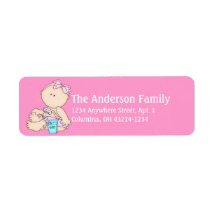 Baby Girl Brushing Teeth Time Address Labels