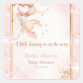 Baby Girl Bunny Baby Dusche Quadratischer Aufkleber