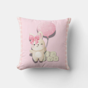 Baby Girl Bunny Kinderzimmer Print - Pink Gingham  Kissen