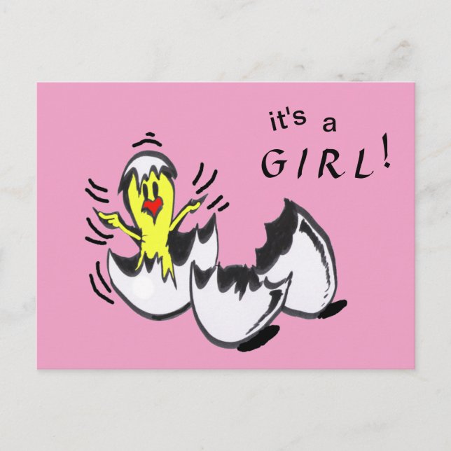 Baby GIRL Chick Cartoon Postcard Postkarte (Vorderseite)