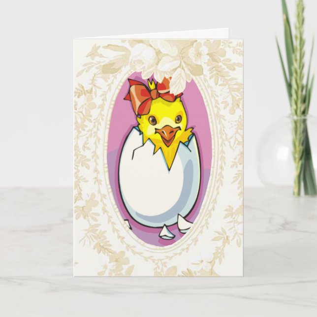 Baby Girl Chick Ostercard Feiertagskarte (Vorderseite)