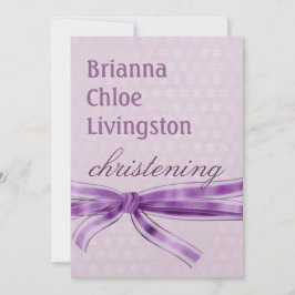 Baby Girl Christening Lila Damask Metallic Einladung