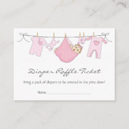 Baby Girl Clothes Line Diaper Raffle Business Card Begleitkarte
