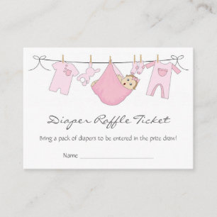 Baby Girl Clothes Line Diaper Raffle Business Card Begleitkarte