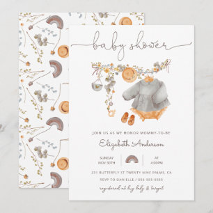 Baby Girl Clothesline Baby Dusche Einladung