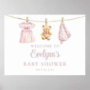 Baby Girl Clothesline Babydusche Begrüßungszeichen Poster