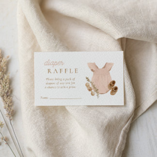 Baby Girl Clothesline Boho Diaper Raffle Begleitkarte