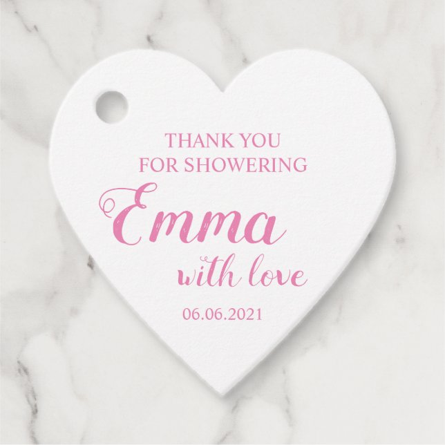 Baby Girl danke Ihnen für die Dusche der Babydusch Geschenkanhänger (Vorderseite)