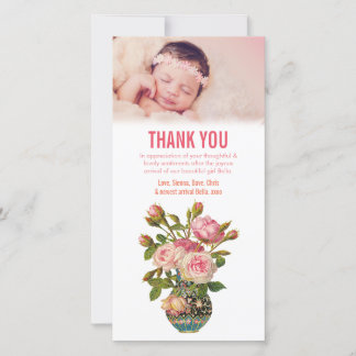 Baby Girl Danke Vintage Foto-Card Vorlage