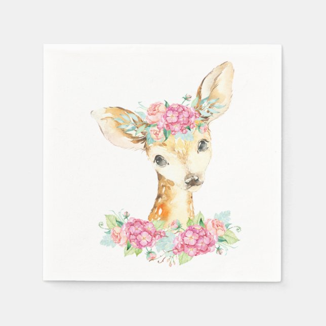 Baby Girl Deer Paper Napkins Serviette (Vorderseite)