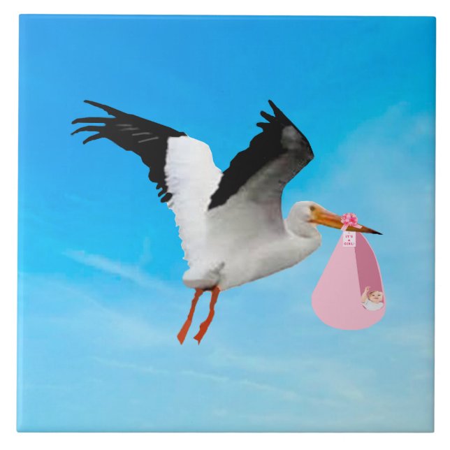 Baby Girl Delivery Keramik Tile Fliese (Vorderseite)