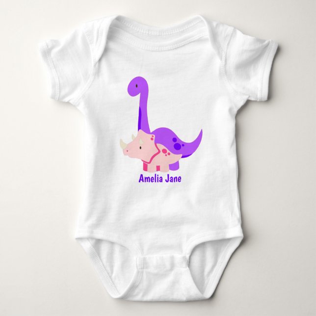 Baby Girl Dinosaur Lila Strampler (Vorderseite)