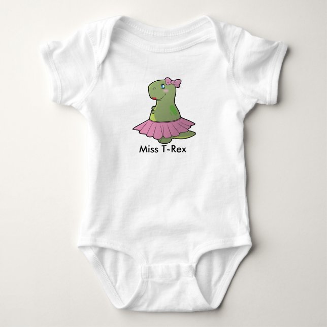 Baby Girl Dinosaur Miss T-Rex Bodysuit Strampler (Vorderseite)