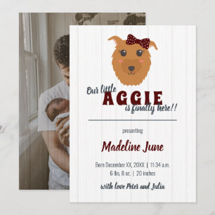 Baby Girl Dog Maroon Baby Ankündigung