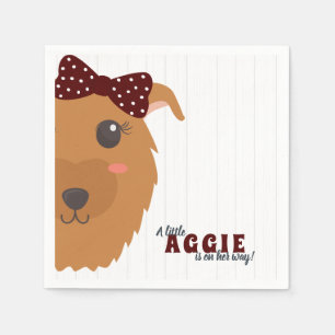 Baby Girl Dog Maroon Babydusche Napkins Serviette