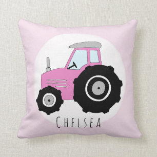 Baby Girl Doodle Pink Traktor mit Kinderzimmer Kissen