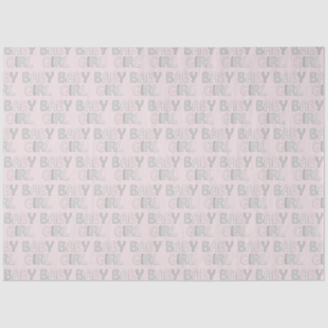 Baby Girl Dotty Letters Pastel Pink Gray Seidenpapier (Vorderseite)