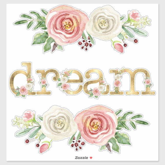 Baby Girl Dream Decke Wasserfarben Floral w Gold Aufkleber (Blatt)