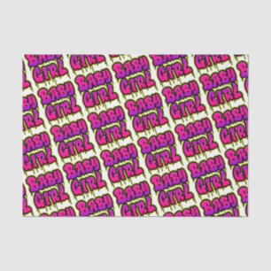 Baby Girl Dripping Word Art Spray Paint Pink Green Seidenpapier
