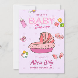 Baby Girl Dusche Einladung, rosa Einladung