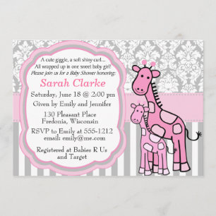 Baby Girl Dusche Einladung Rosa Giraffe anpassen