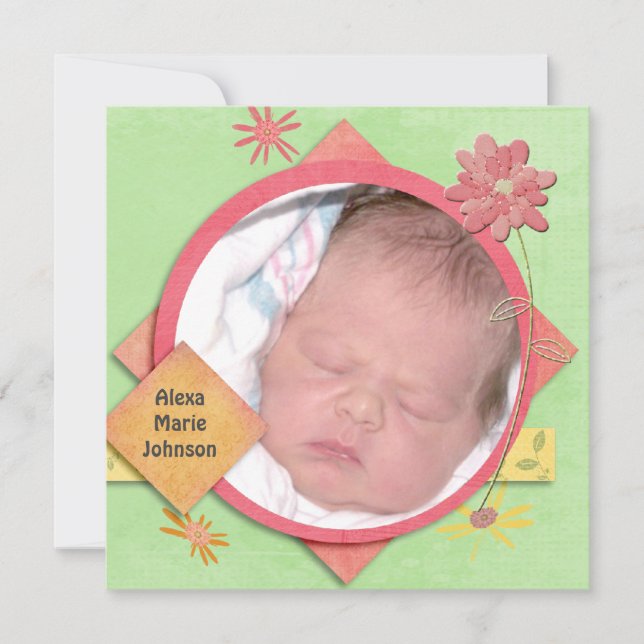 Baby Girl Dusche mit individuellem Foto Einladung (Vorderseite)