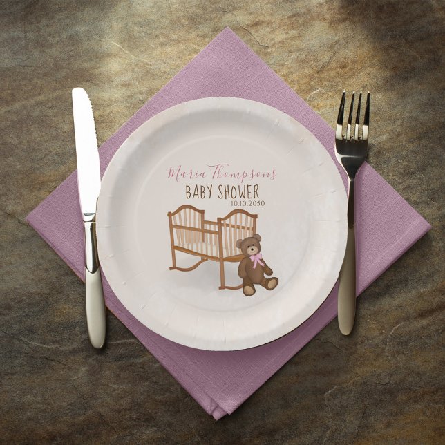 Baby Girl Dusche Pink Kinderzimmer Custom Pappteller (Baby shower custom party paper plates. )