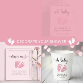 Baby Girl Dusche Rosa Feet Begrüßungszeichen Poster