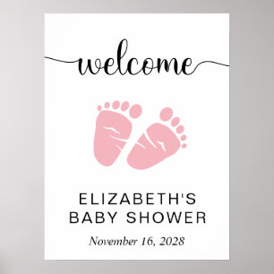 Baby Girl Dusche Rosa Feet Begrüßungszeichen Poster