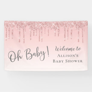 Baby Girl Dusche Rosa Glitzer Willkommen Banner