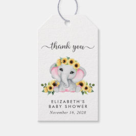 Baby Girl Dusche Sonnenblumen Elephant Vielen Dank Geschenkanhänger