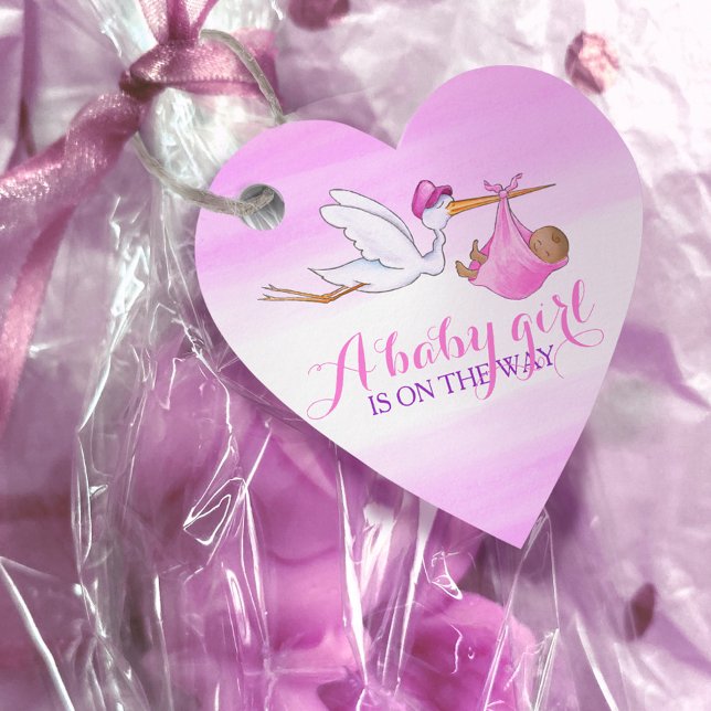 Baby Girl Duschstorte Rosa Aquarell Danke Geschenkanhänger (Von Creator hochgeladen)
