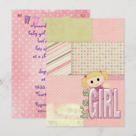 Baby Girl Duwer-doll auf Quiltedesign Einladung
