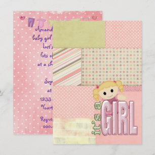 Baby Girl Duwer-doll auf Quiltedesign Einladung