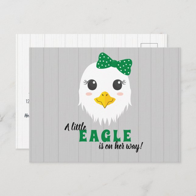 Baby Girl Eagle Green Baby Dusche Einladung (Vorne/Hinten)