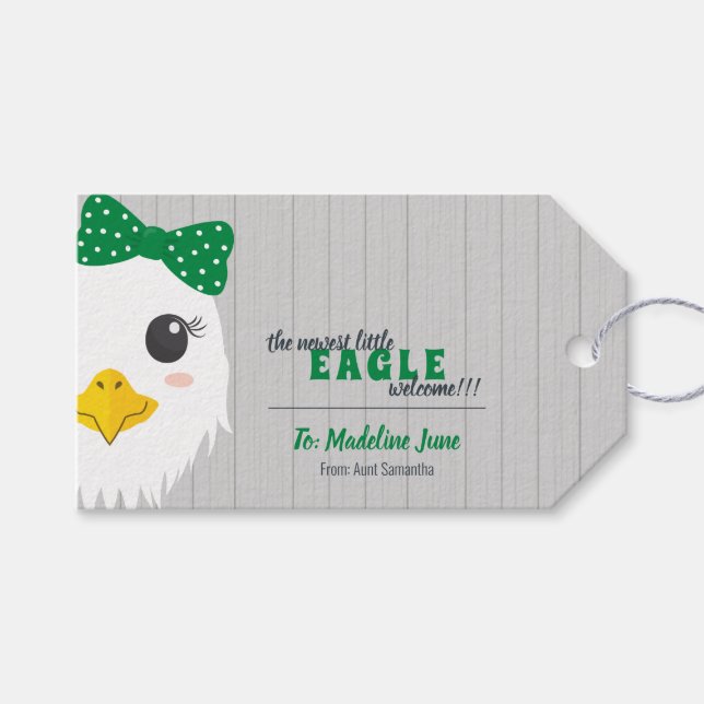 Baby Girl Eagle Green Geschenkanhänger (Vorderseite (Horizontal))