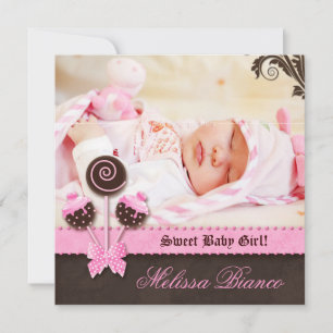 Baby Girl Einladung Ankündigung Cake Pops Pink