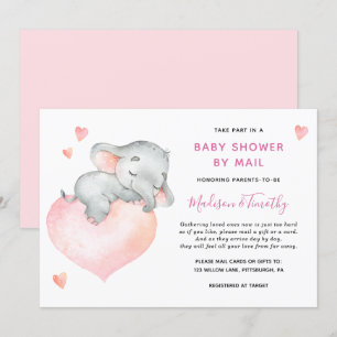 Baby Girl Elephant Babydusche per Mail Einladung
