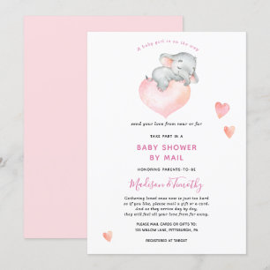 Baby Girl Elephant Babydusche per Mail Einladung