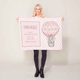Baby Girl Elephant Balloon Ankündigung Fleecedecke